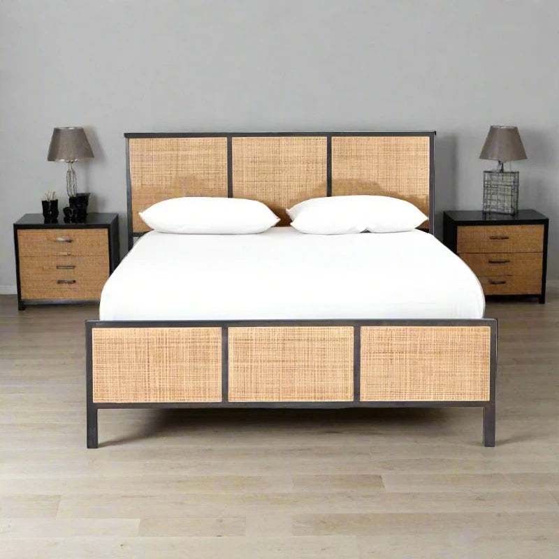 Solid Wood Natural Cane Without Storage Bed