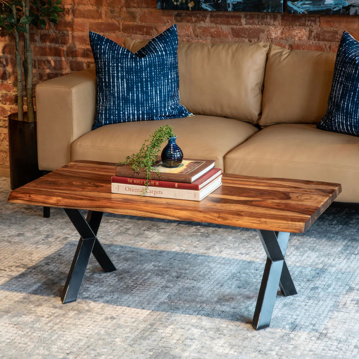 Elegant Live Edge Solid Wood Coffee Table and Center Table