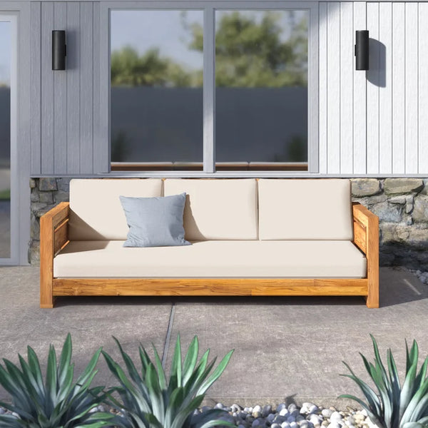 Solid Sheesham Wood Wide Outdoor Teak Patio Sofa