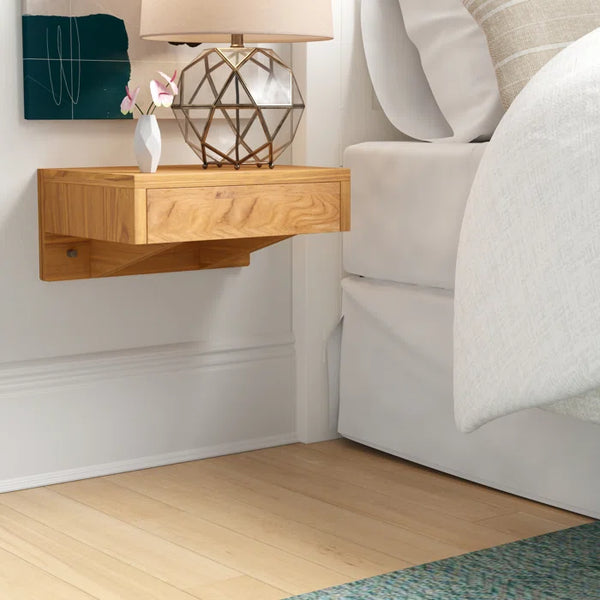 WRINKLE Sheesham Wood Floating Bedside Table With Single Drawer