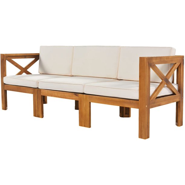 Outdoor Backyard Solid Sheesham Wood 5-Piece Sectional Sofa Seating Group Set