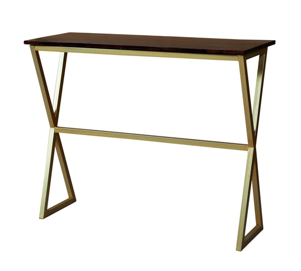 Iron & Wood Center Console Gold Table for Living Room Home - Furnishiaa