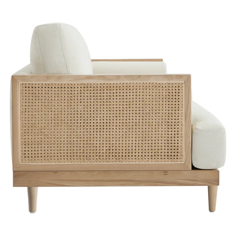 Solid Wood Upholstered Natural Cane Sofa Set
