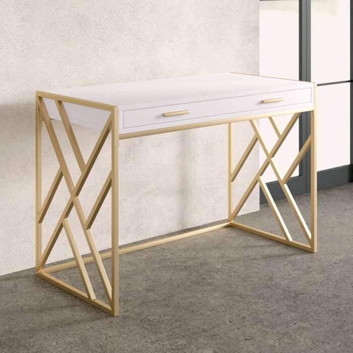 FURNISHIAA Sheesham Wood White Designer Console and Study Table, Multipurpose Table For Home & Office
