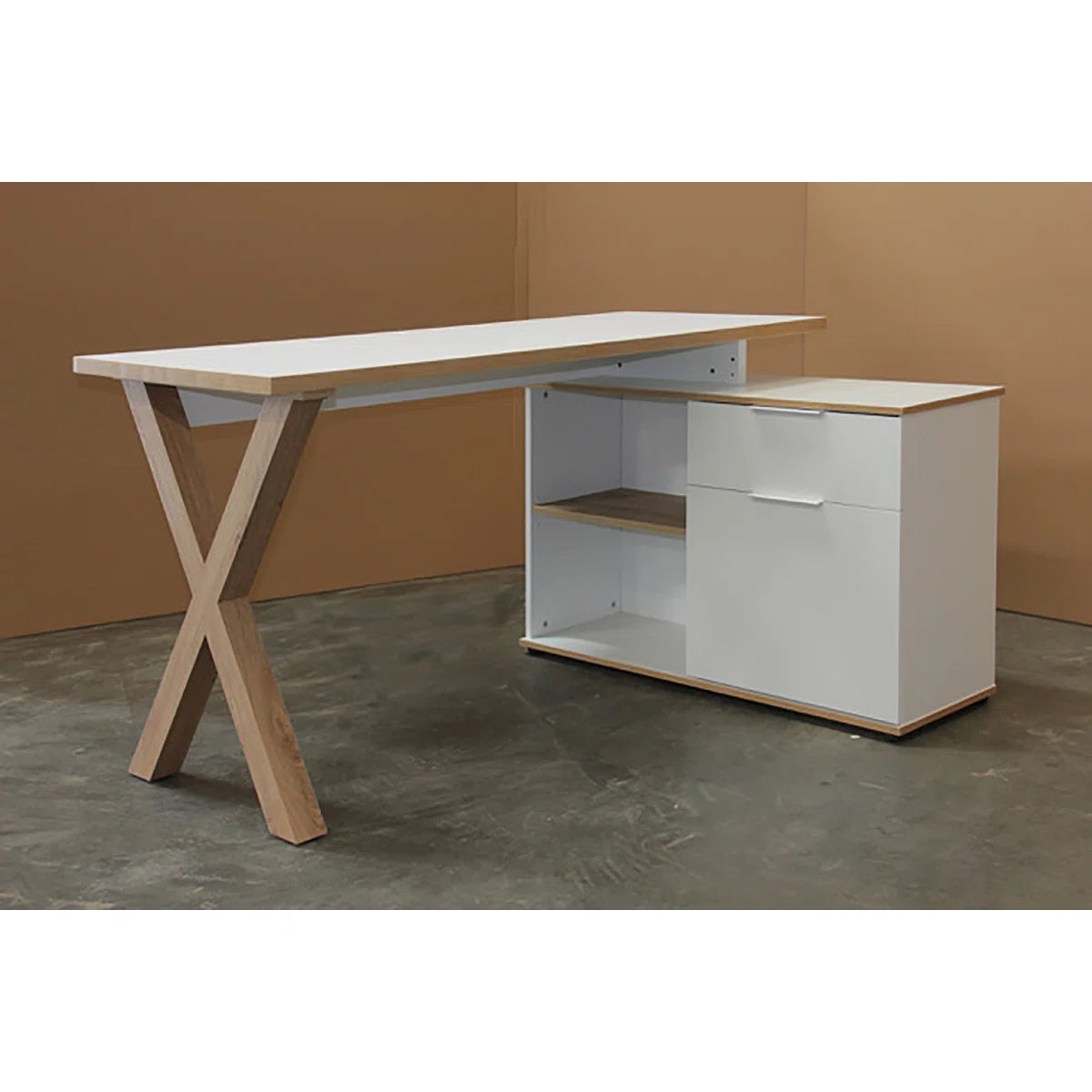 Furnishiaa Solid Sheesham Wood L-Shaped Corner Desk with Storage