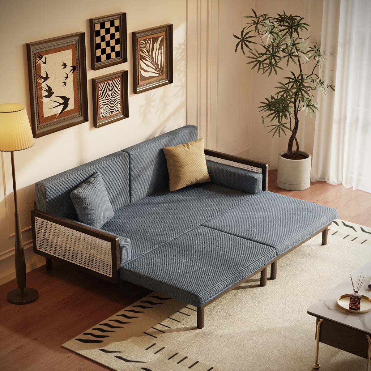 Furnishiaa Convertible Solid Sheesham Wood Sofa Bed