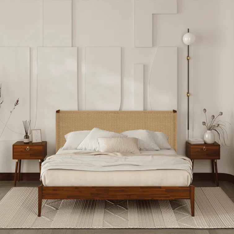 Furnishiaa Handmade Paper Cord Headboard Bed