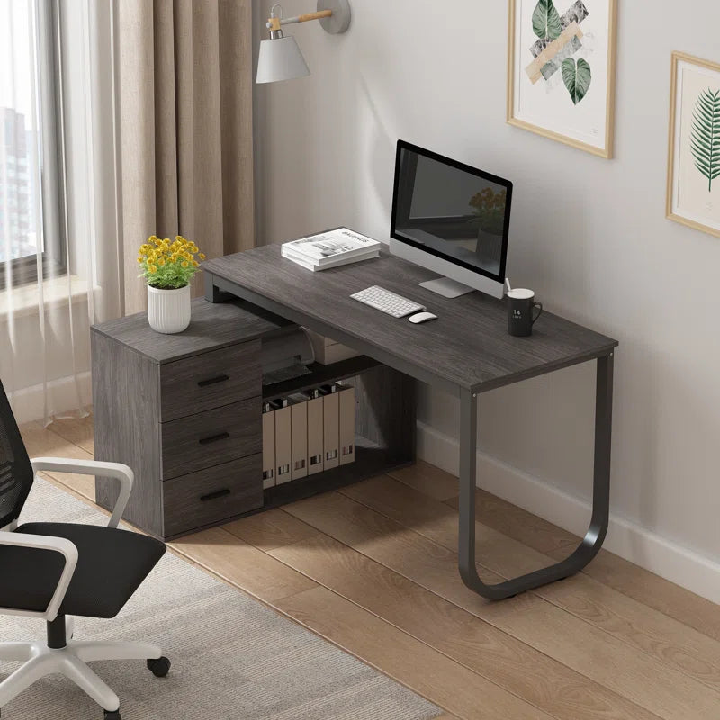 Furnishiaa Modular Office Desk Set – 2 Solid Sheesham Wood Tables with Cabinets & Storage