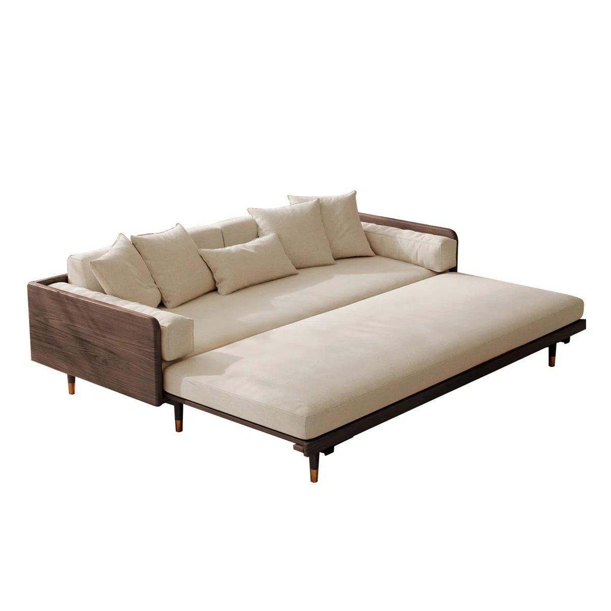 Furnishiaa Japanese Style Retractable Solid Sheesham Wood Sofa Bed