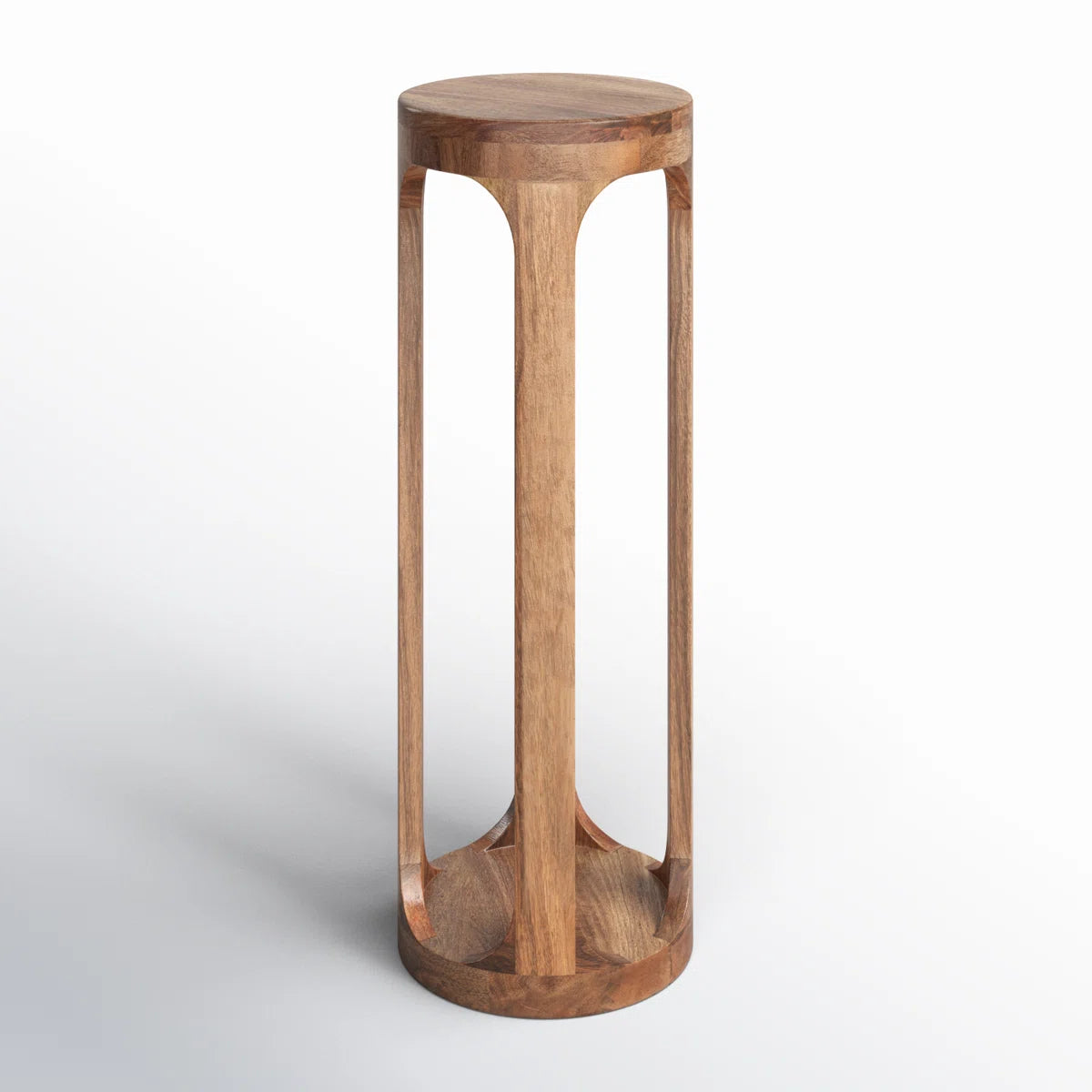 Furnishiaa Solid Sheesham Wood Round End Table with Slatted Base
