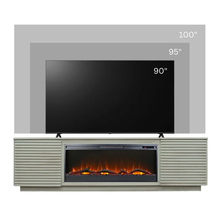 Furnishiaa Solid Sheesham Wood Fireplace TV Stand