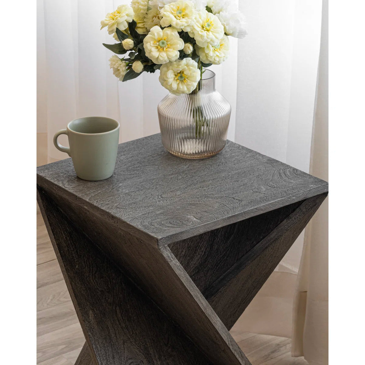 Furnishiaa Twisted Solid Sheesham Wood End Table – Handcrafted Accent Furniture