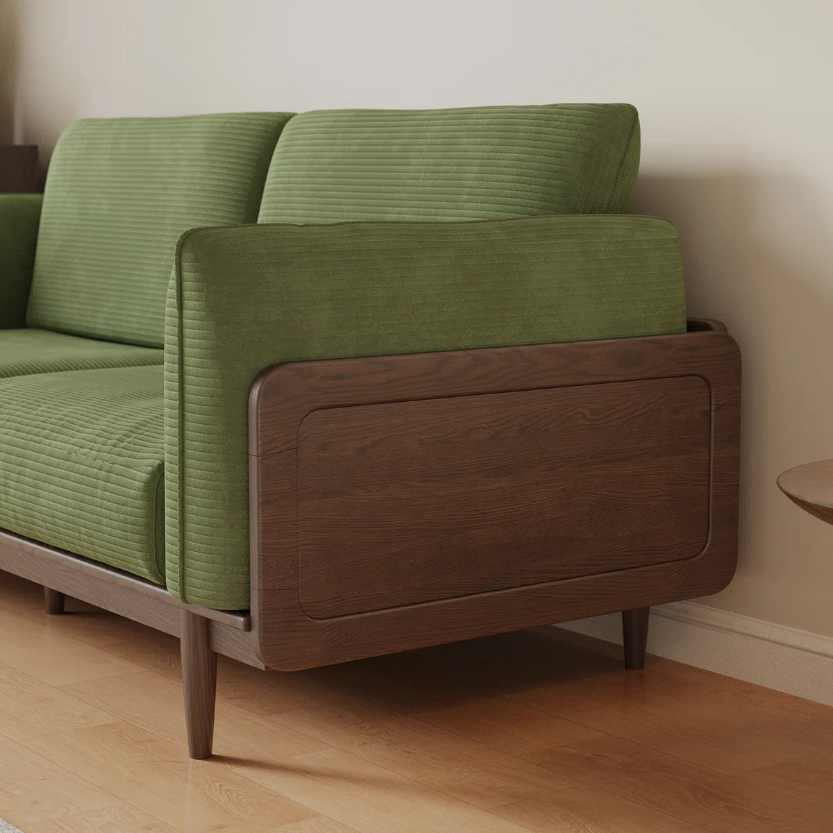 Elegant 3-Seater Corduroy Sofa with Solid Sheesham Wood Frame