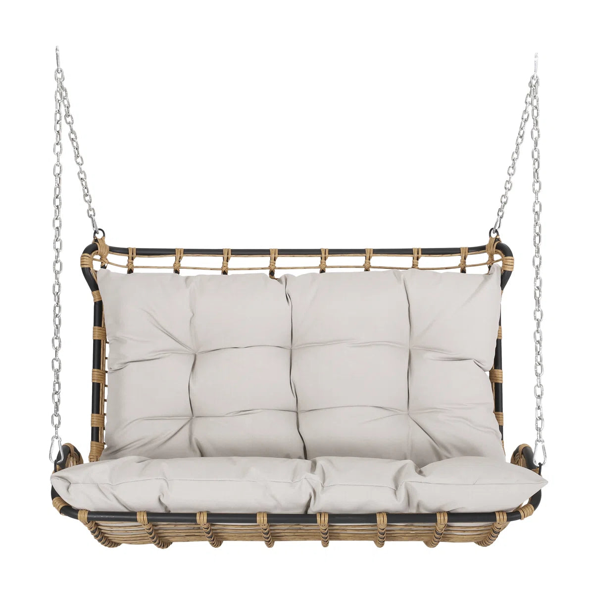 Furnishiaa Hanging Porch Swing – Wicker Wrapped with Iron Frame