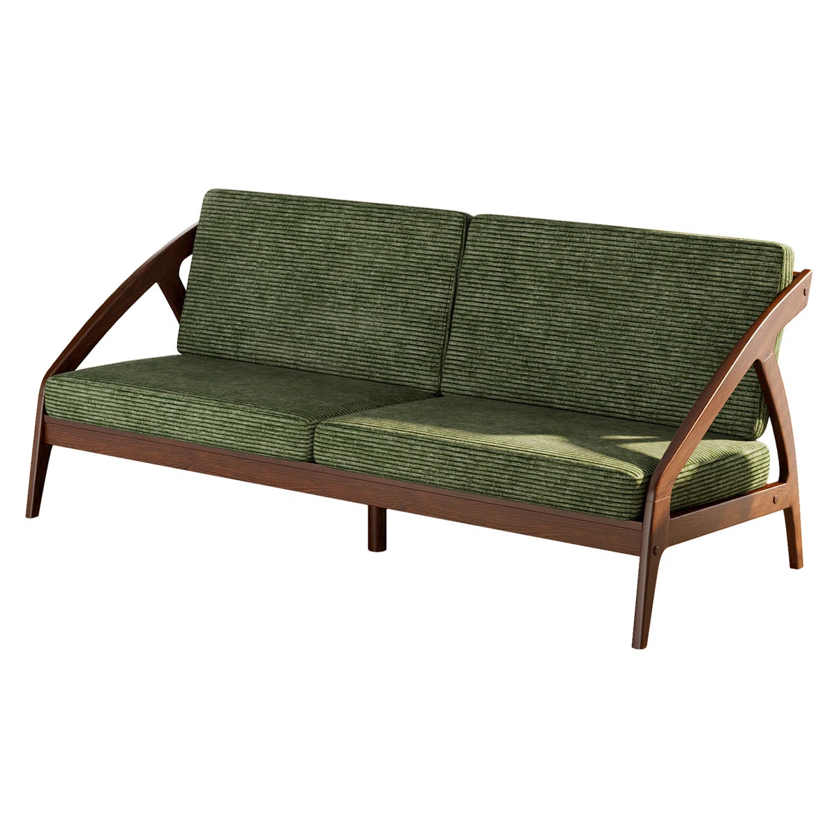 Furnishiaa Solid Sheesham Wood Sofa with Corduroy Upholstery