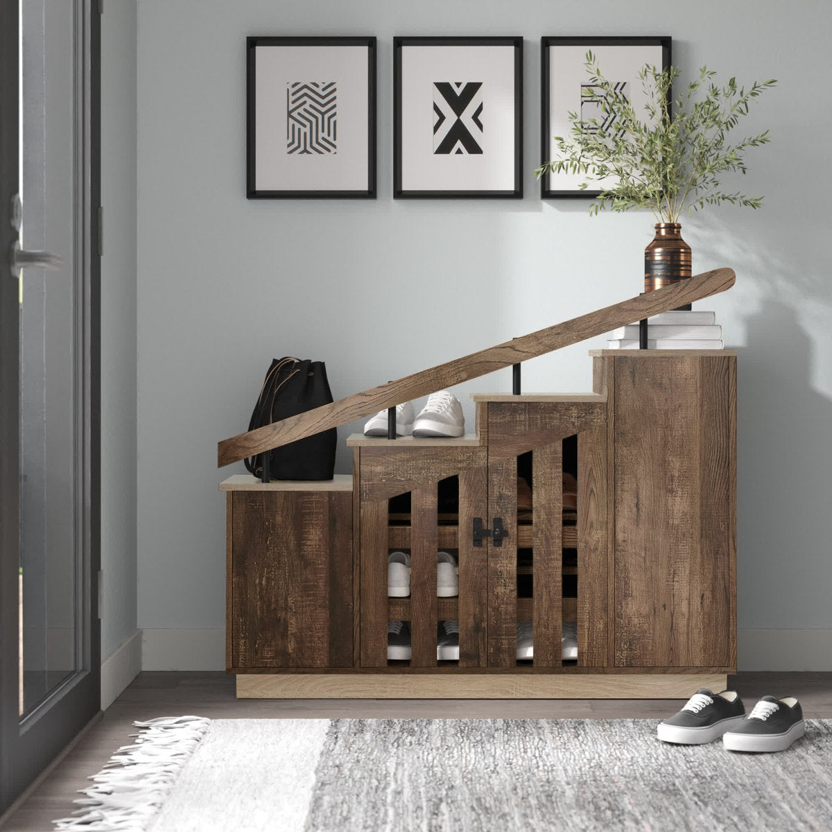 Furnishiaa Modern 12-Pair Shoe Organizer Cabinet