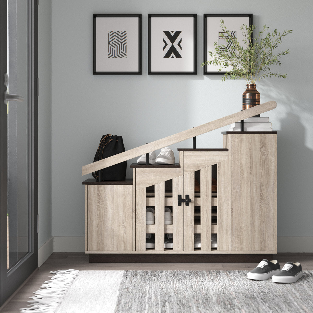 Furnishiaa Modern 12-Pair Shoe Organizer Cabinet