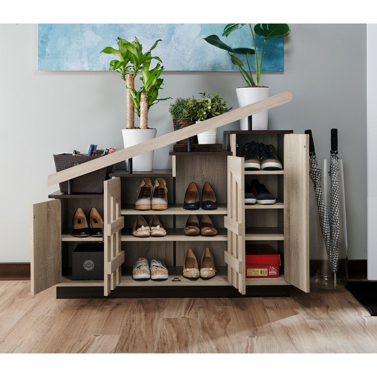 Furnishiaa Modern 12-Pair Shoe Organizer Cabinet