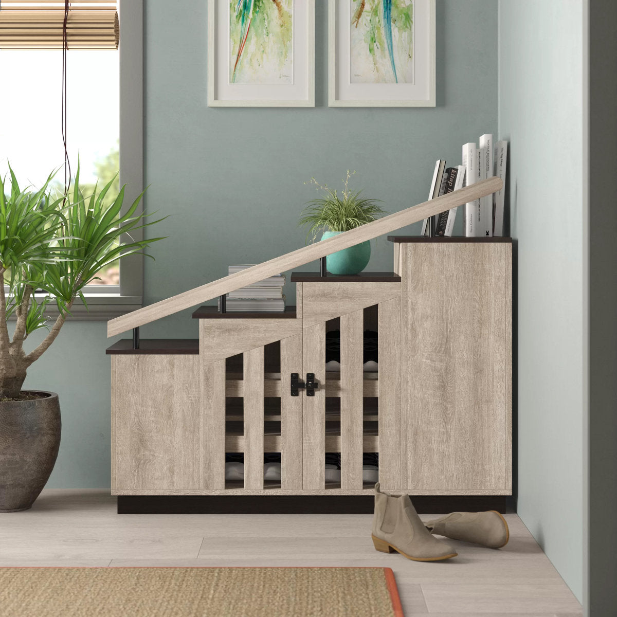 Furnishiaa Modern 12-Pair Shoe Organizer Cabinet