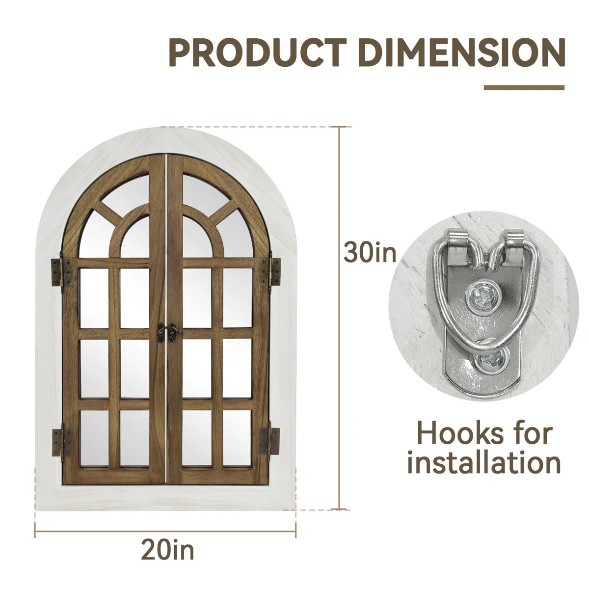 Farmhouse Style Window Mirror with Shutter Doors