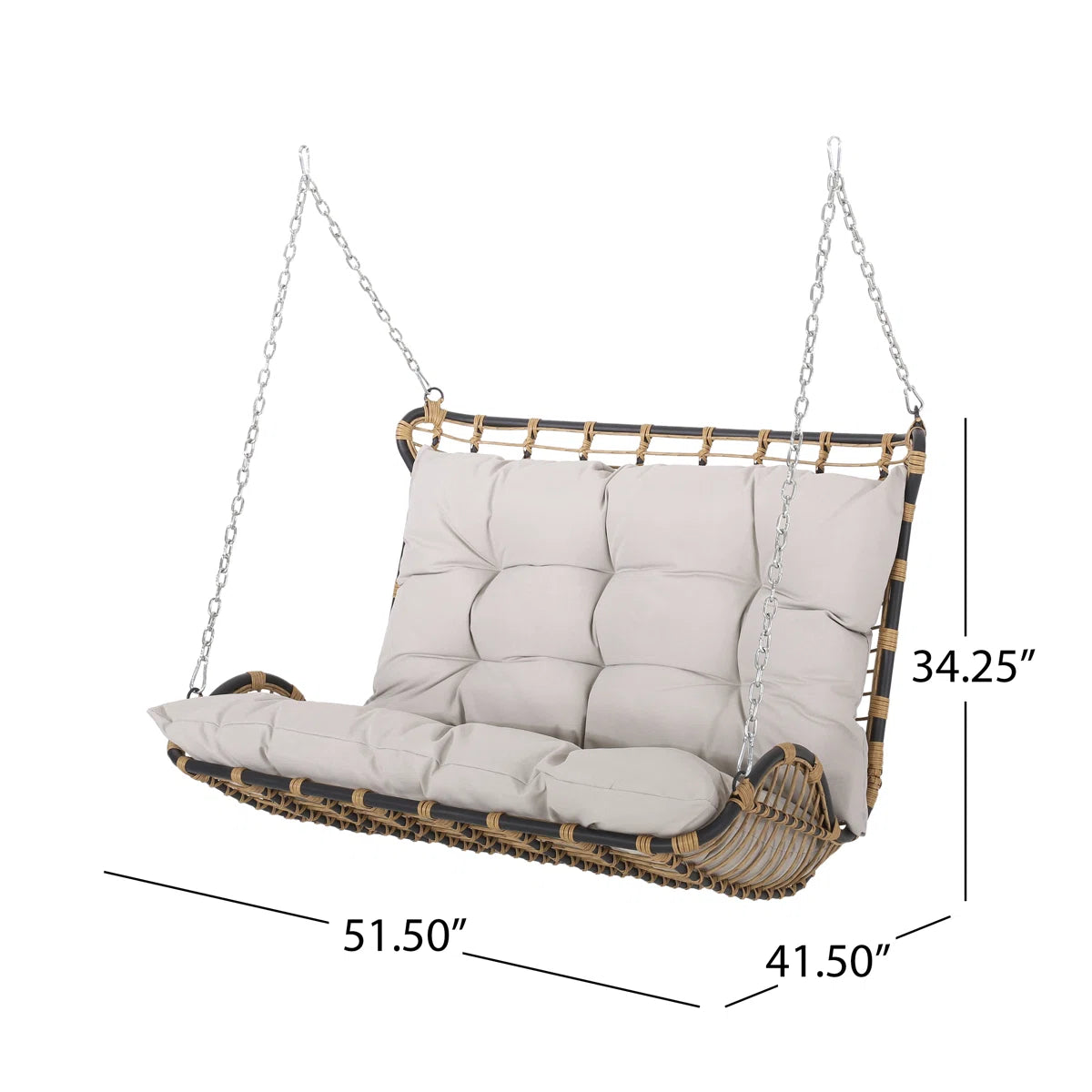 Furnishiaa Hanging Porch Swing – Wicker Wrapped with Iron Frame