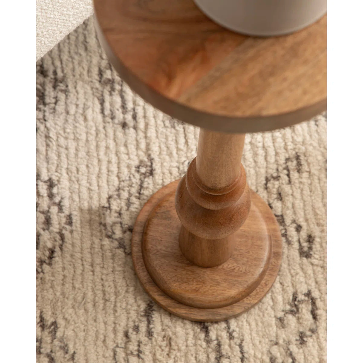 Furnishiaa Round Pedestal End Table – Solid Sheesham Wood