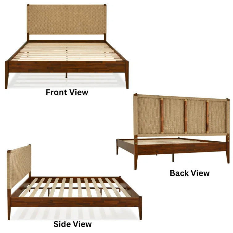 Furnishiaa Handmade Paper Cord Headboard Bed