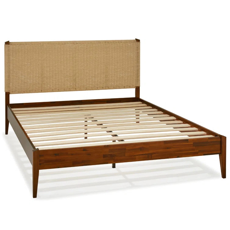 Furnishiaa Handmade Paper Cord Headboard Bed