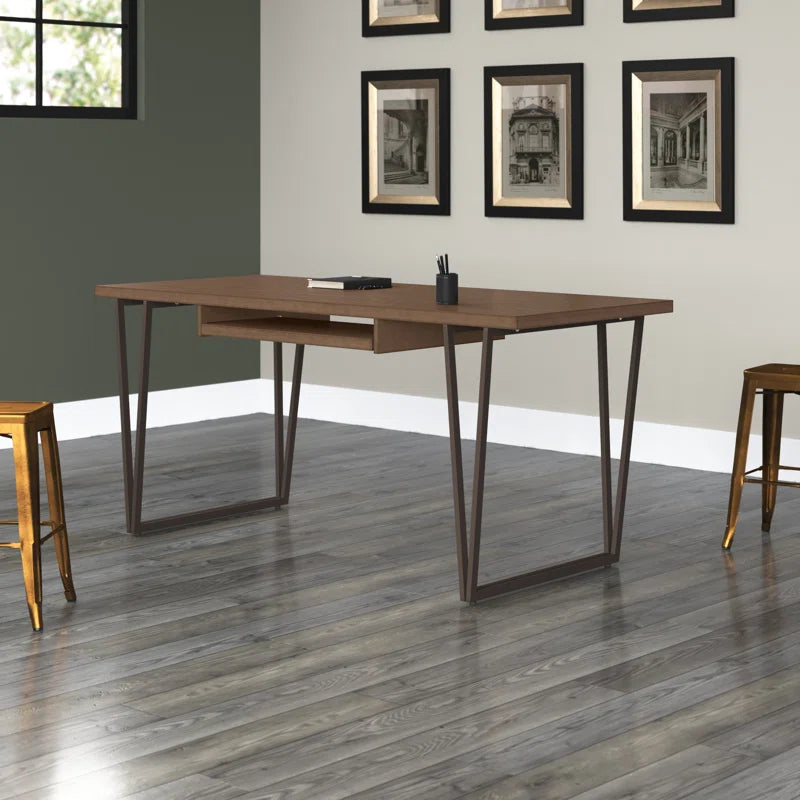 FURNISHIAA Brown Sheesham Wood Study & Computer Table for Home and Office