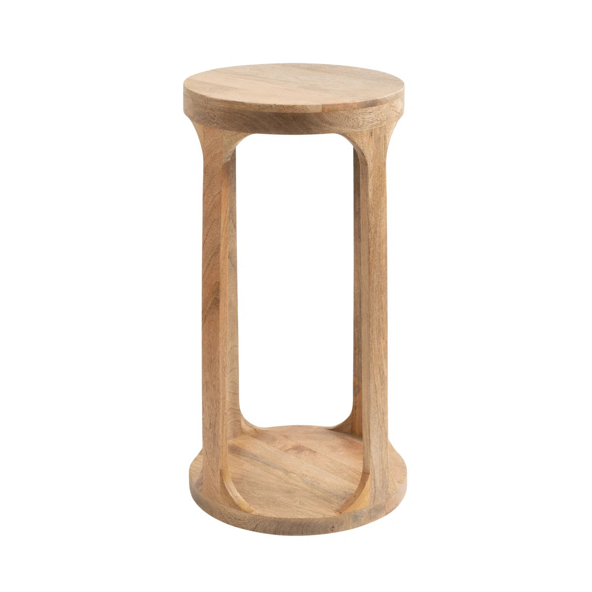 Furnishiaa Solid Sheesham Wood Round End Table with Slatted Base