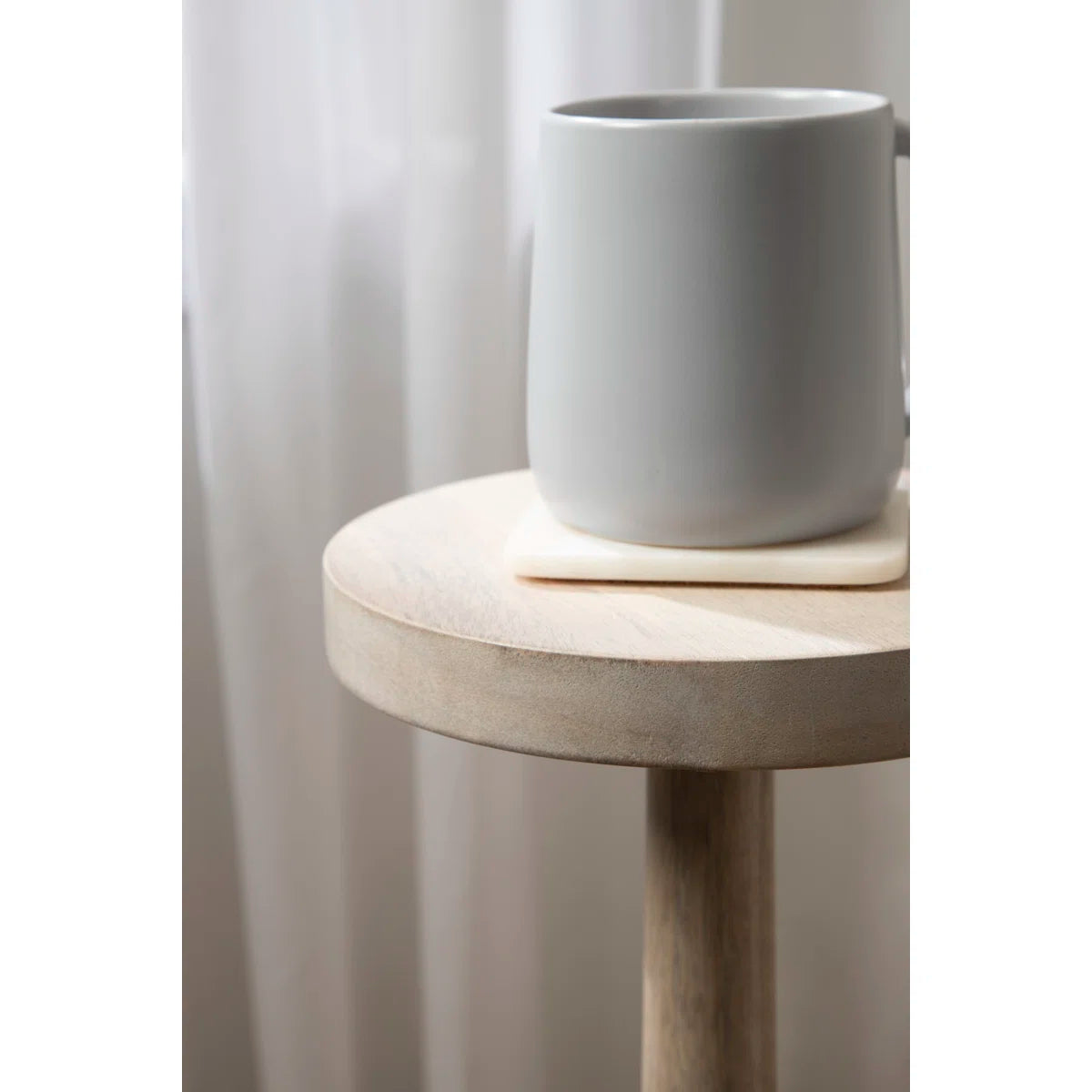 Furnishiaa Round Pedestal End Table – Solid Sheesham Wood