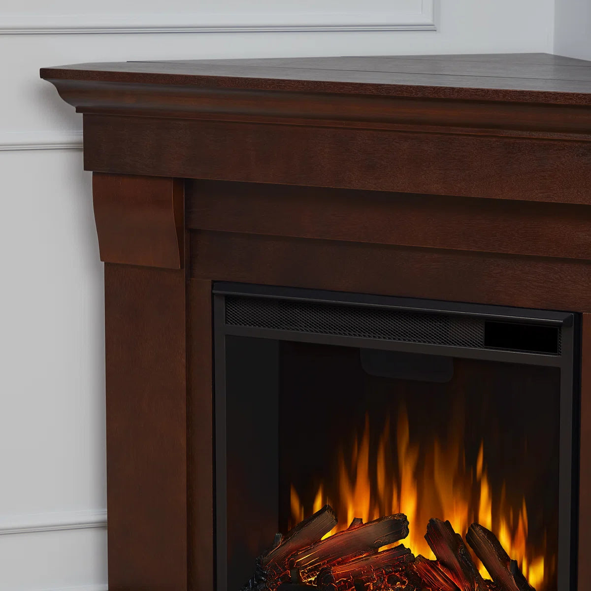 Furnishiaa Solid Sheesham Wood Electric Fireplace
