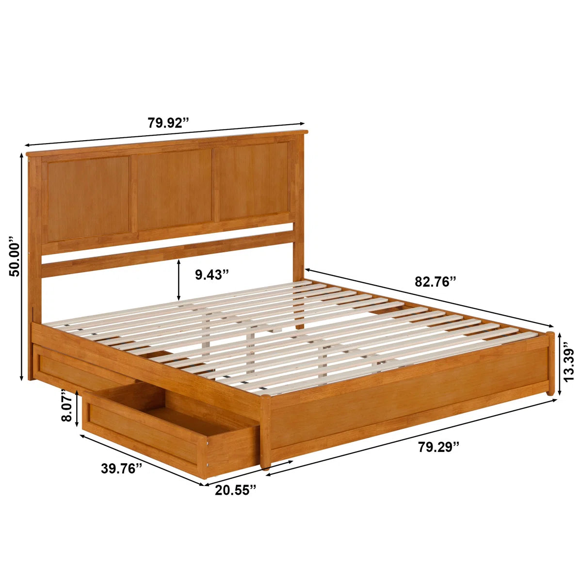Furnishiaa Solid Sheesham Wood Platform Bed with Panel Footboard & Storage Drawers
