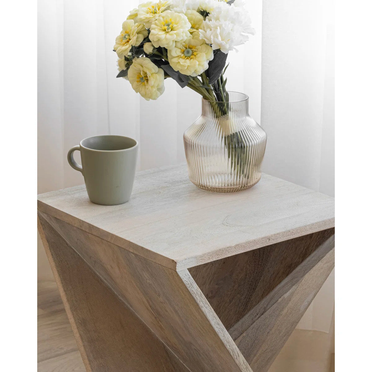 Furnishiaa Twisted Solid Sheesham Wood End Table – Handcrafted Accent Furniture