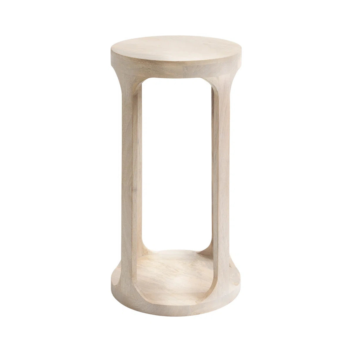 Furnishiaa Solid Sheesham Wood Round End Table with Slatted Base