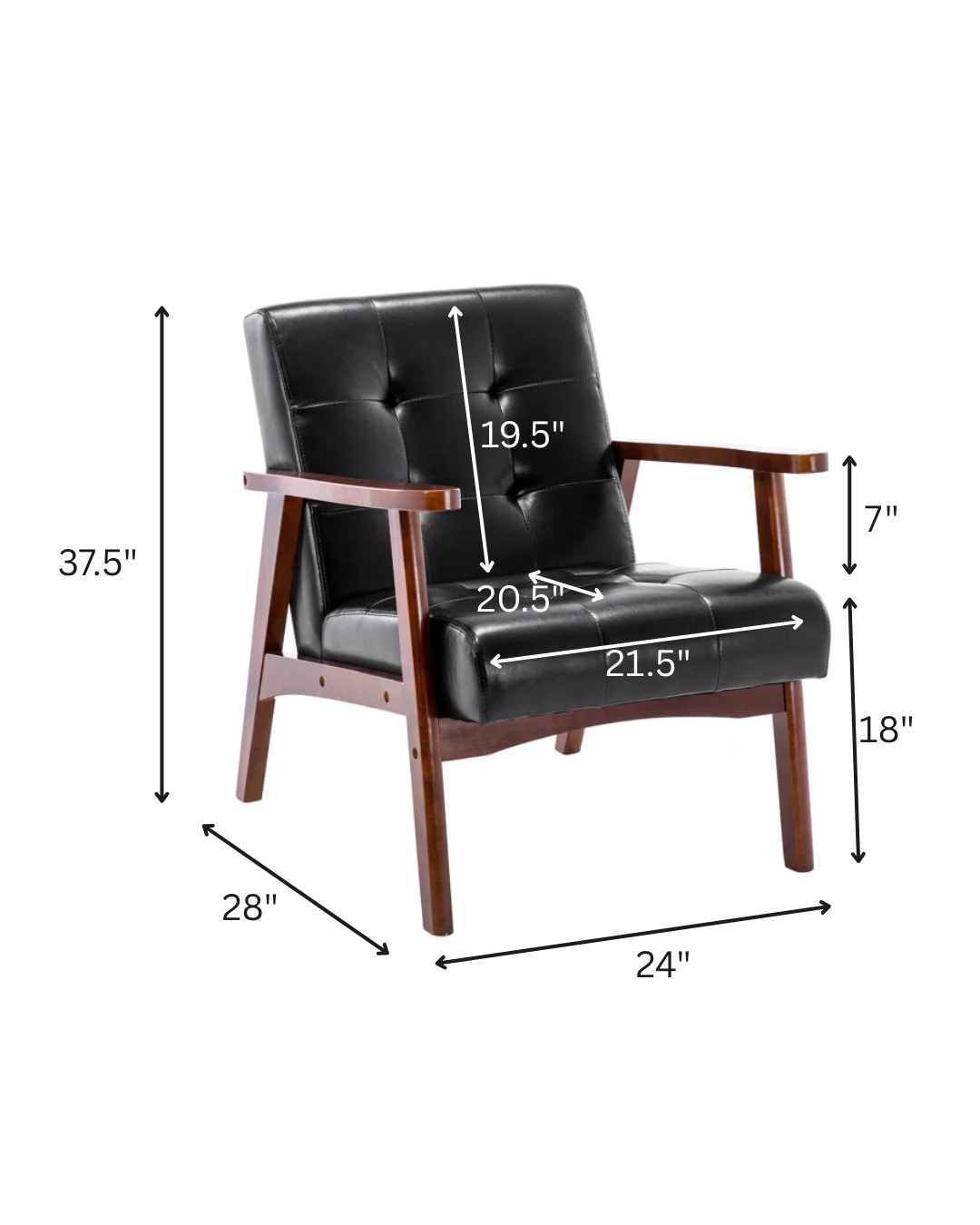 Furnishiaa Mid-Century Modern Faux Leather Armchair