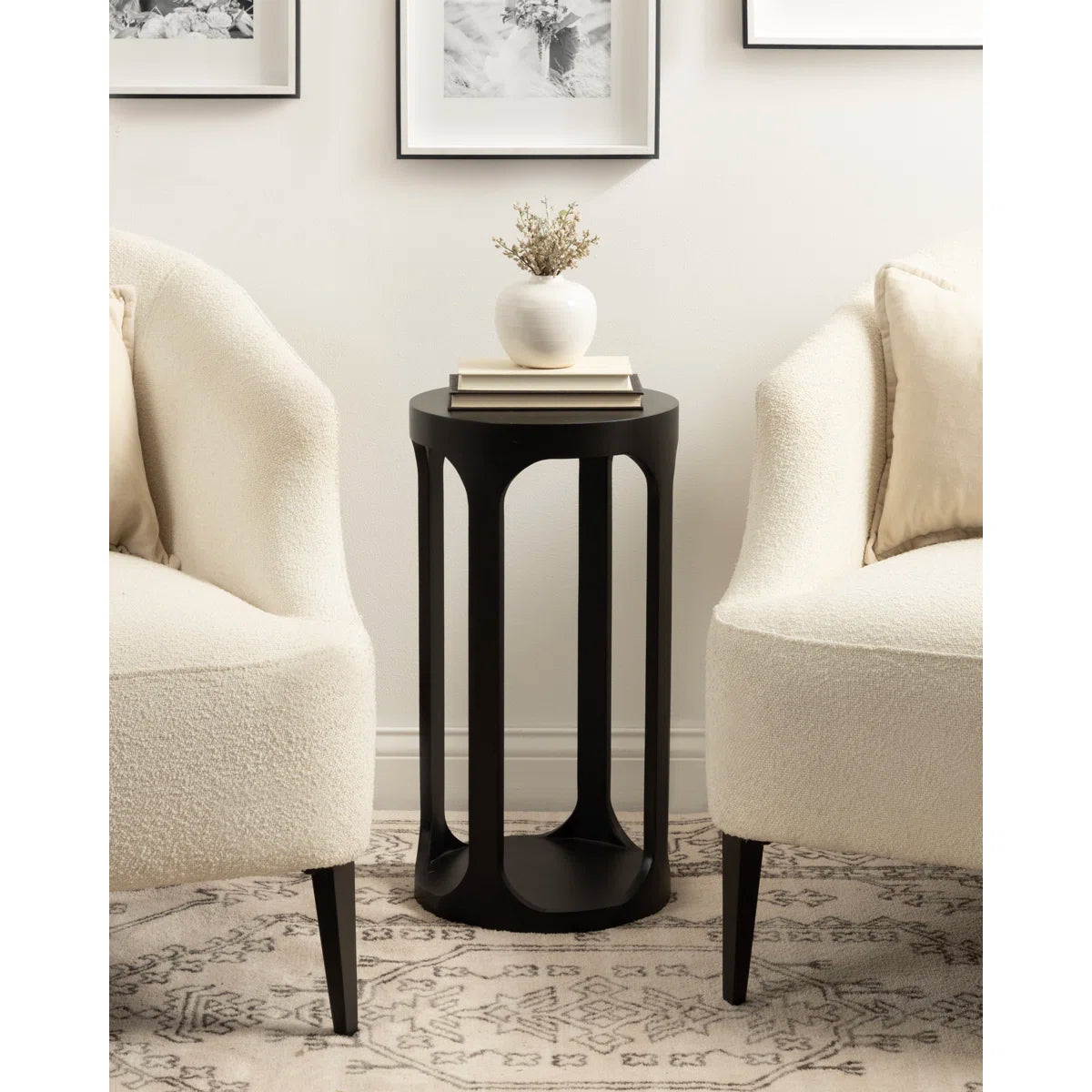 Furnishiaa Solid Sheesham Wood Round End Table with Slatted Base