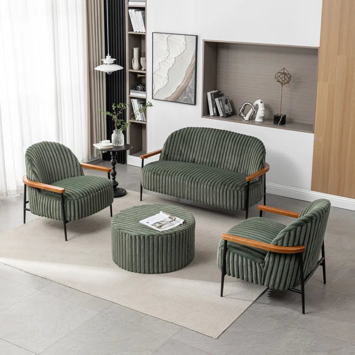 Furnishiaa 4-Piece Modern Living Room Sofa Set – Solid Sheesham Wood Armrests