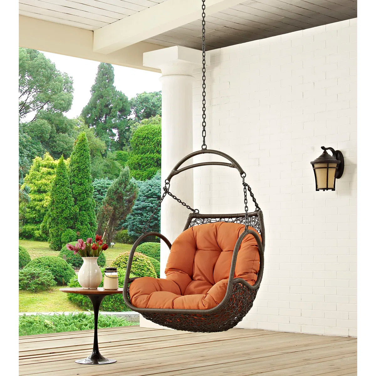 Furnishiaa Synthetic Rattan Hanging Swing Chair
