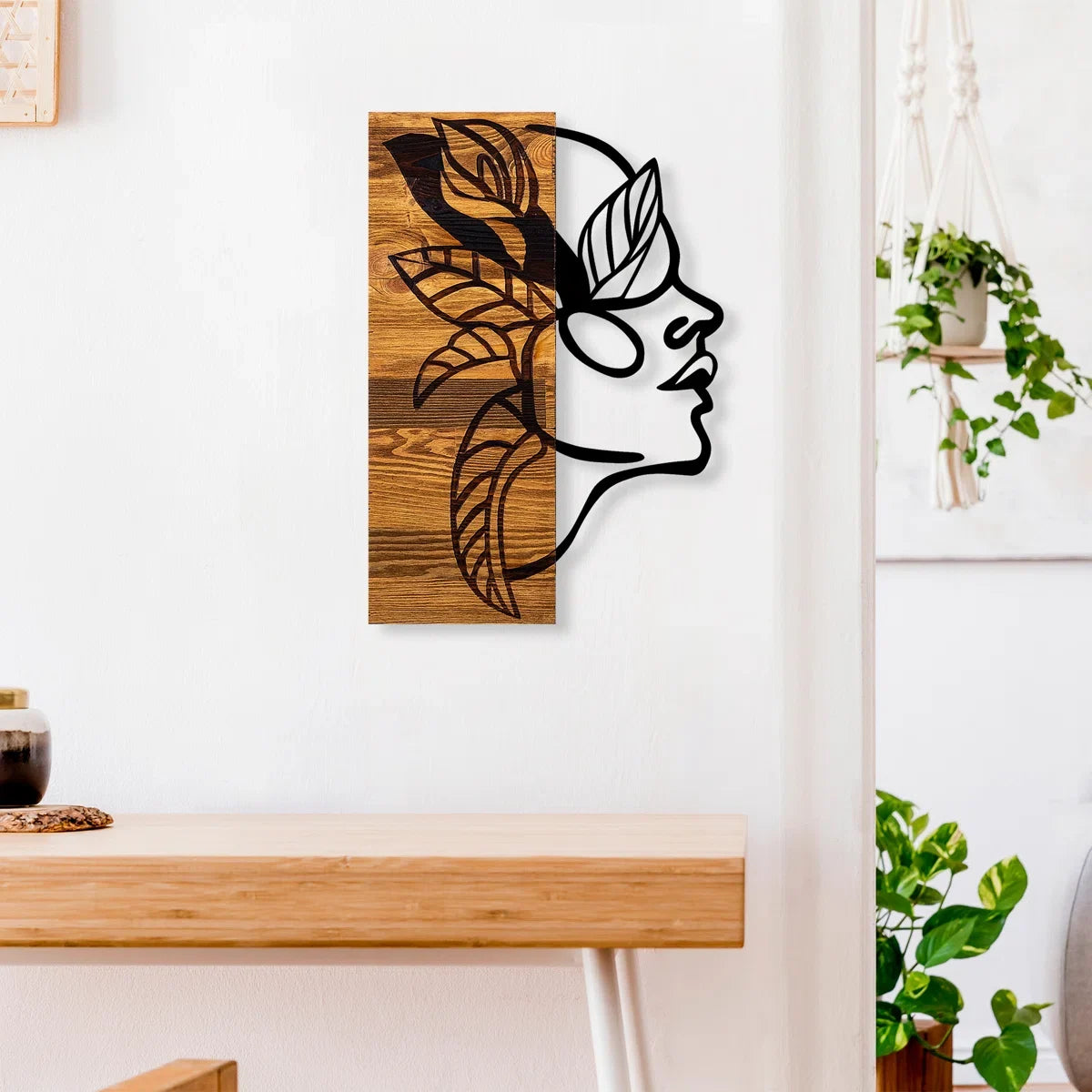 Furnishiaa Solid Sheesham Wood & Metal Decorative Wall Art