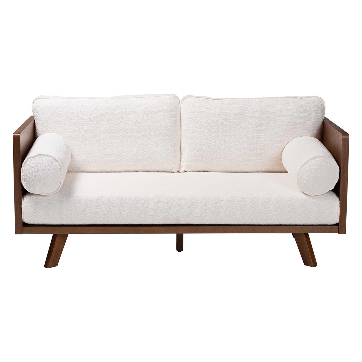 Furnishiaa Mid-Century Modern Boucle Fabric 2 Seater Sofa