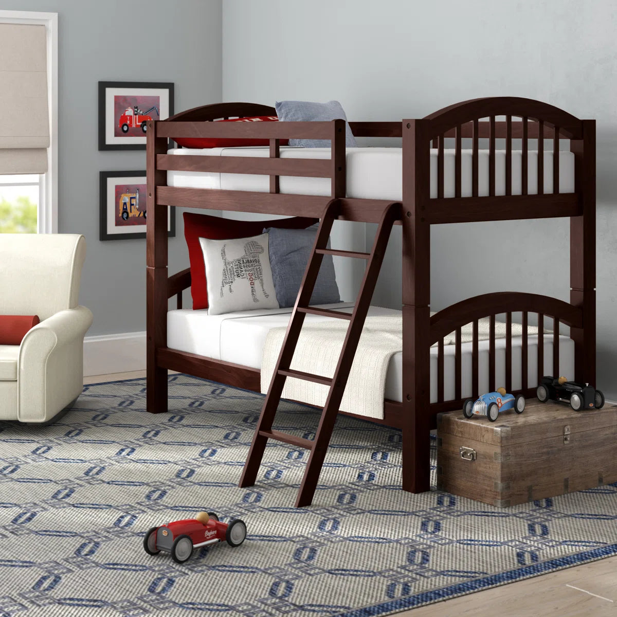 Furnishiaa Twin Over Twin Solid Sheesham Wood Bunk Bed