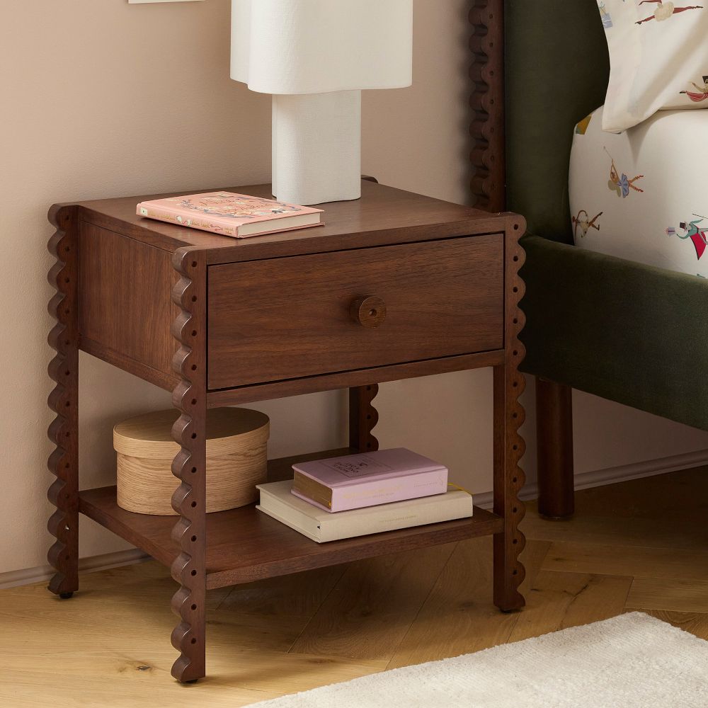 Furnishiaa Solid Sheesham Wood 1-Drawer Side Table with Shelf