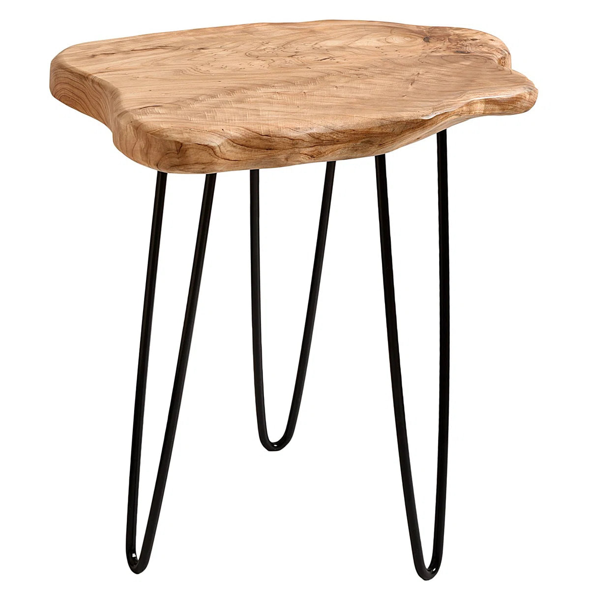 Furnishiaa Solid Sheesham Wood Rustic End Table with Metal Stand – Handcrafted Natural Design