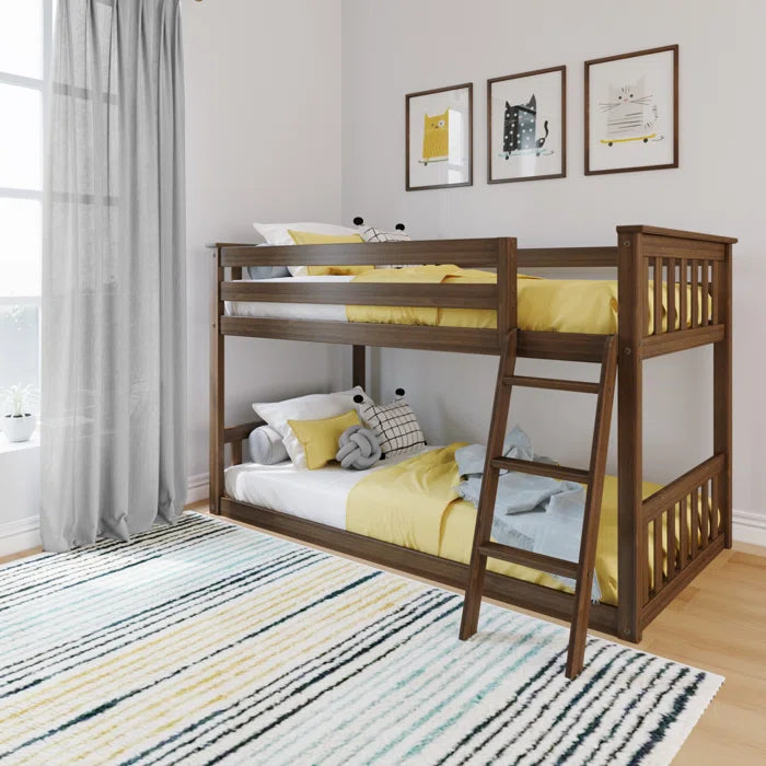 Furnishiaa Low Twin Over Twin Bunk Bed – Solid Sheesham Wood