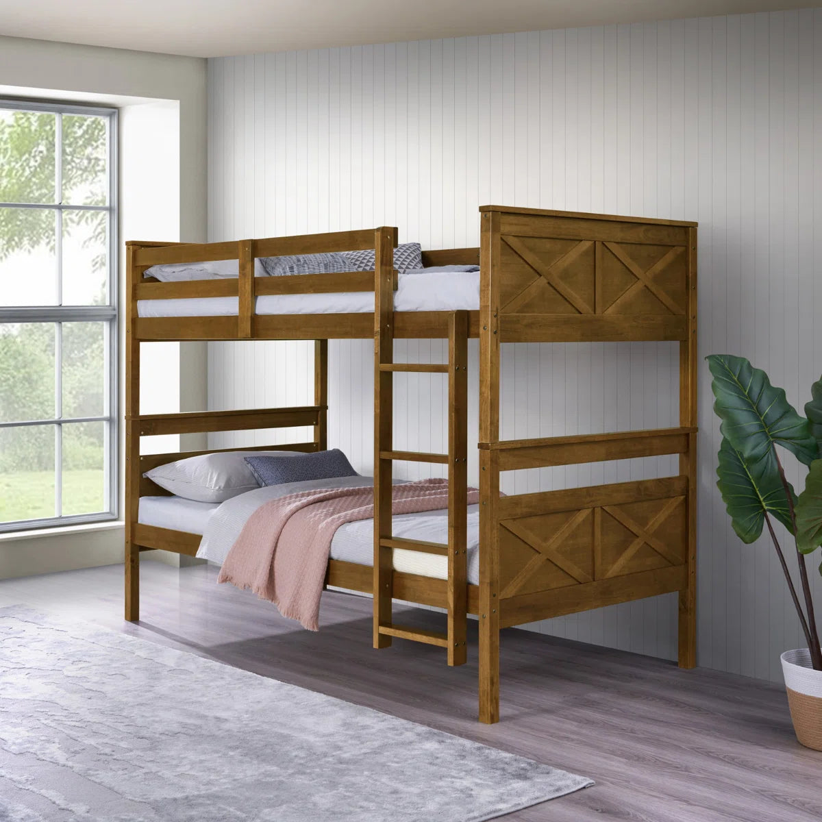 Furnishiaa Twin Over Twin Convertible Bunk Bed