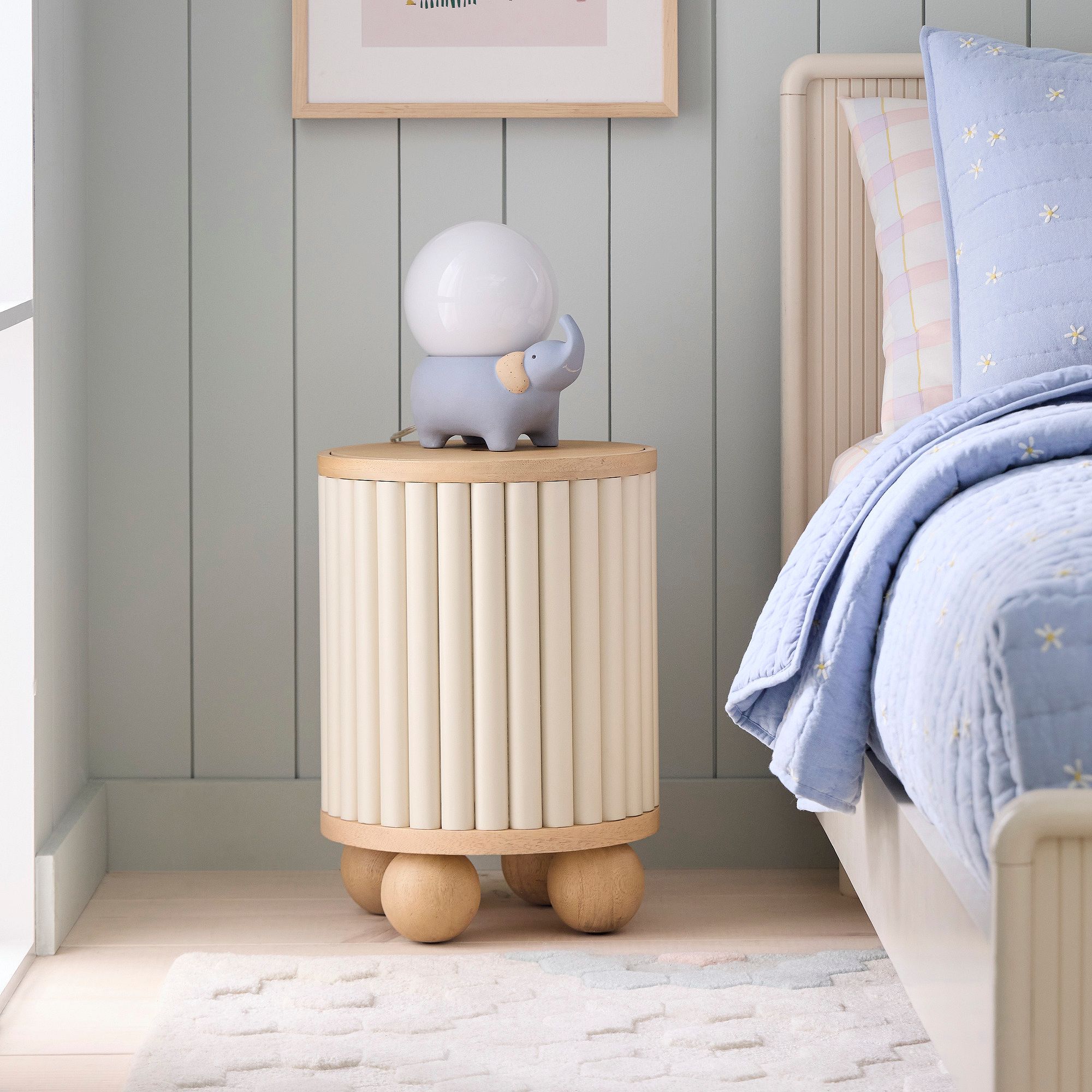 Furnishiaa Solid Sheesham Wood Storage Side Table – Blonde Finish