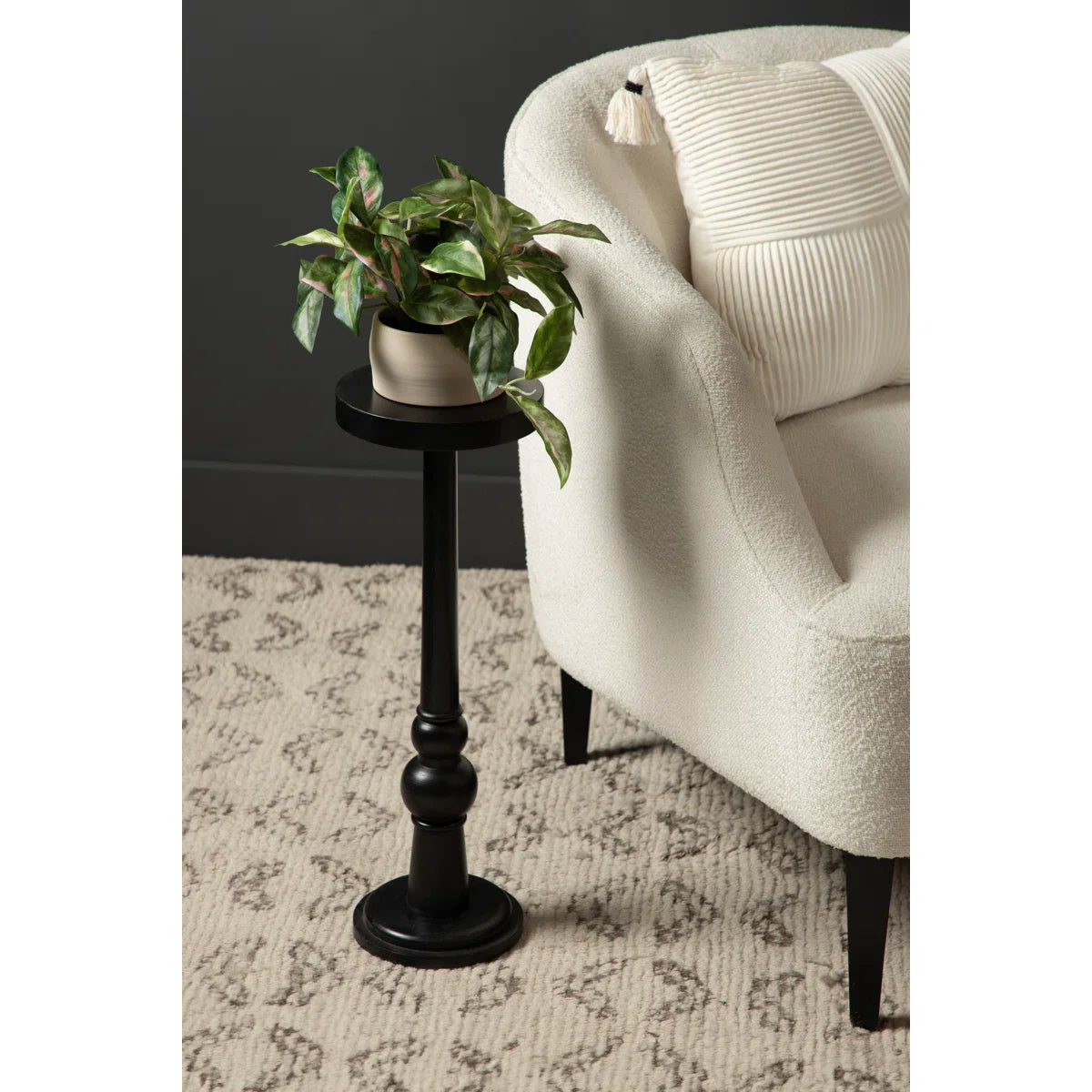 Furnishiaa Round Pedestal End Table – Solid Sheesham Wood