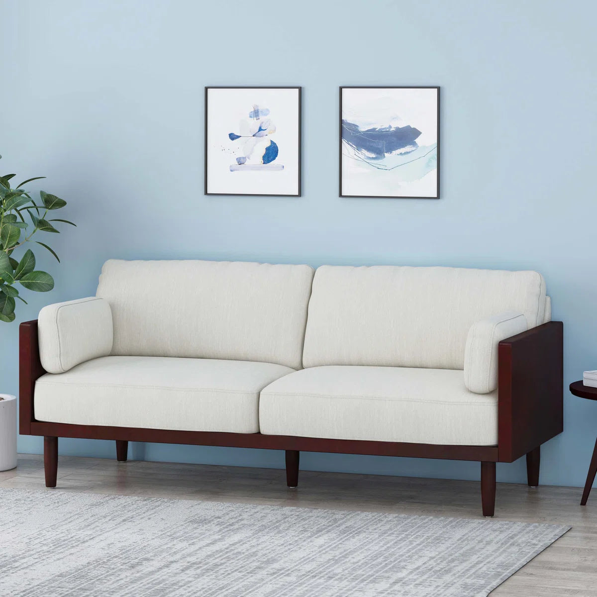 Furnishiaa 3-Seater Mid-Century Modern Upholstered Sofa