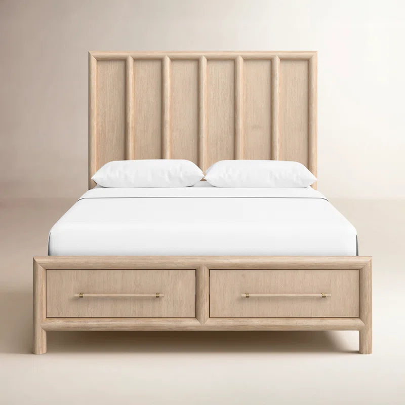 Furnishiaa Solid Sheesham Wood Platform Bed with Storage Drawers | Rustic Modern Bed Frame (Queen & King)